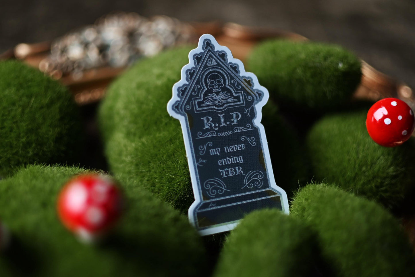 Death by TBR Silver Foil Bookish Sticker