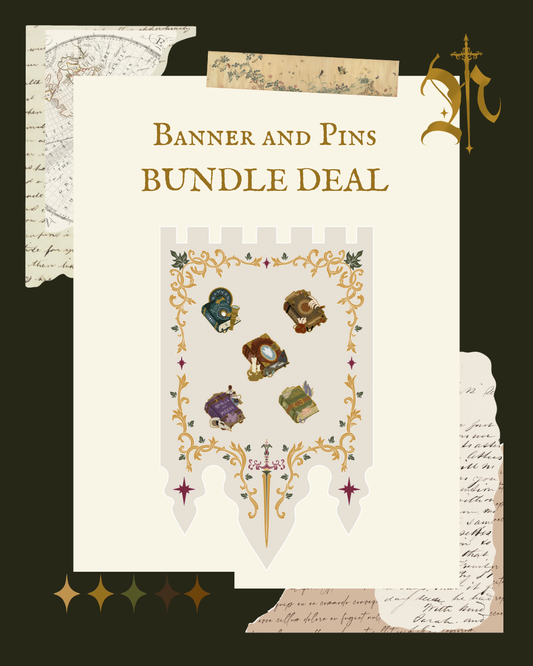 PRE ORDER Castle Banner and Enamel pins Set BUNDLE DEAL