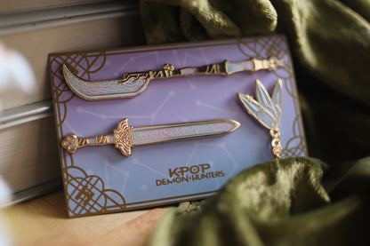 Demon Hunters Weapon Enamel Pin Set