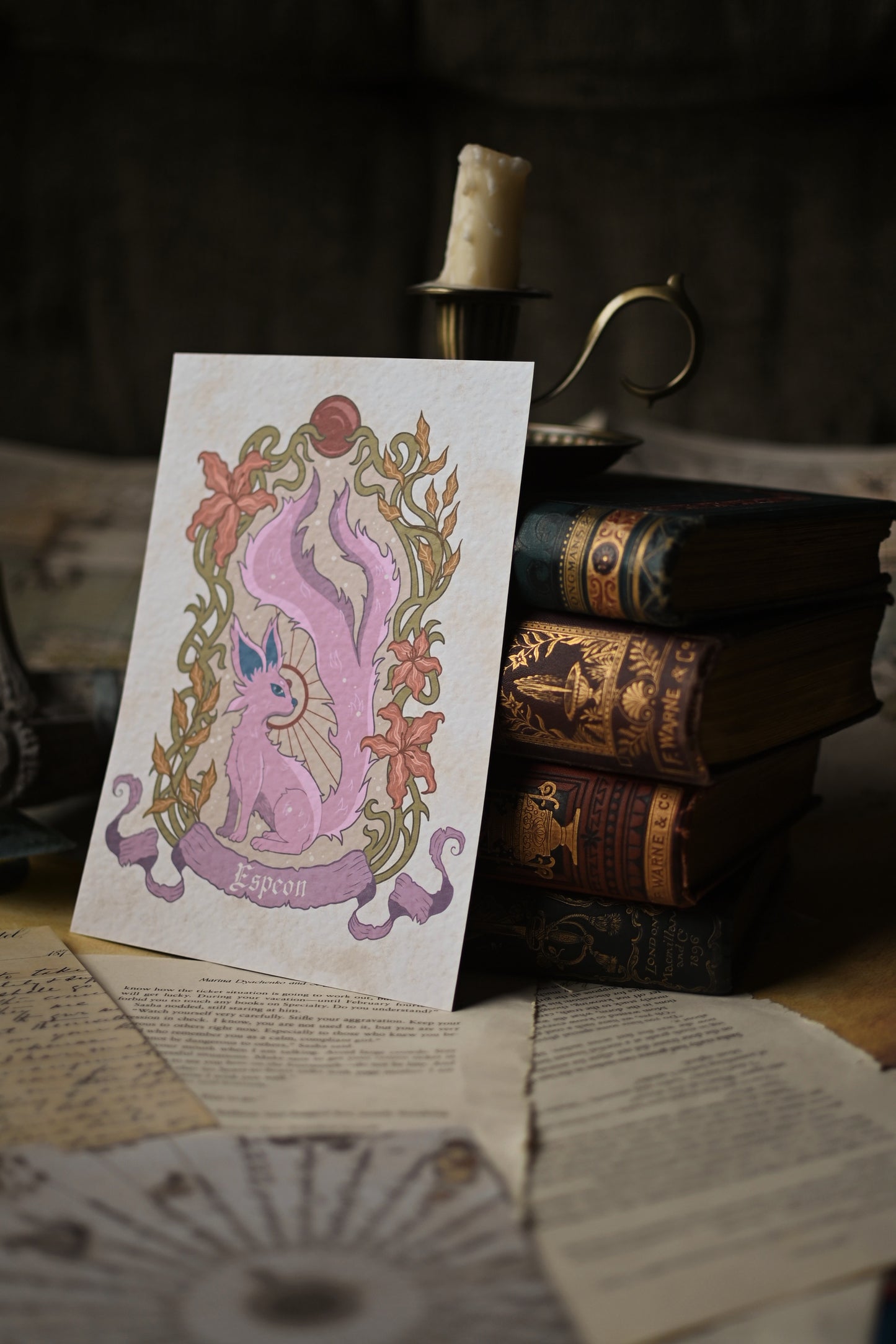 Nouveau-Style Fantasy Fox PKM Art Prints