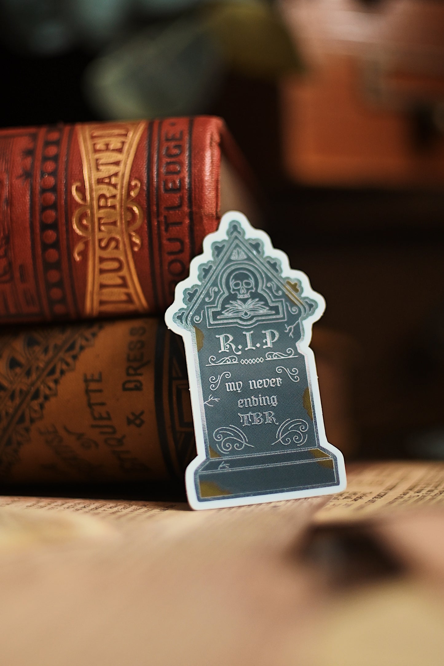 Death by TBR Silver Foil Bookish Sticker
