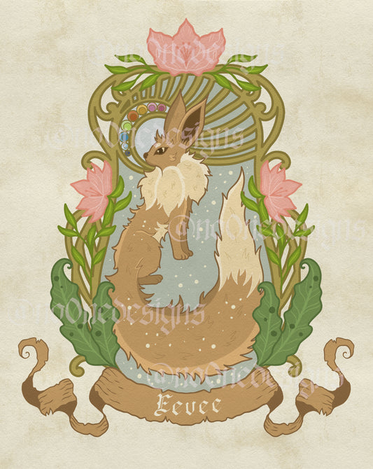 Nouveau-Style Fantasy Fox Art Print