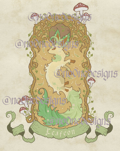 Nouveau-Style Fantasy Fox PKM Art Prints