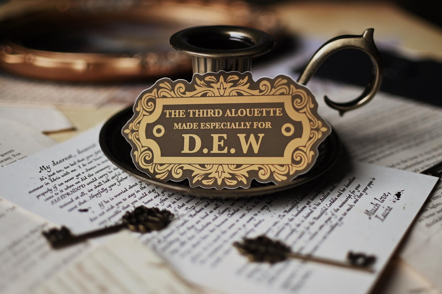 D.E.W Divine Rivals Typewriter Plaque Sticker Matte Foil
